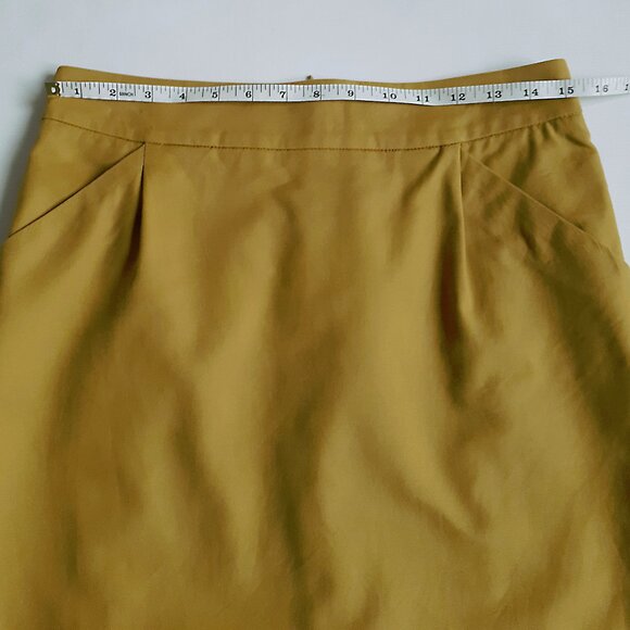 KENAR Pencil Skirt with Pokets and Back Slit in Ocre Yellow - Picture 5 of 16